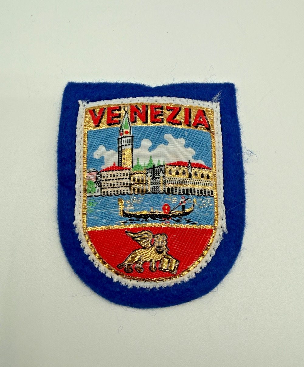 Vintage Venezia Venice Italy Travel Souvenir Patch Gondola St Mark Lion Felt